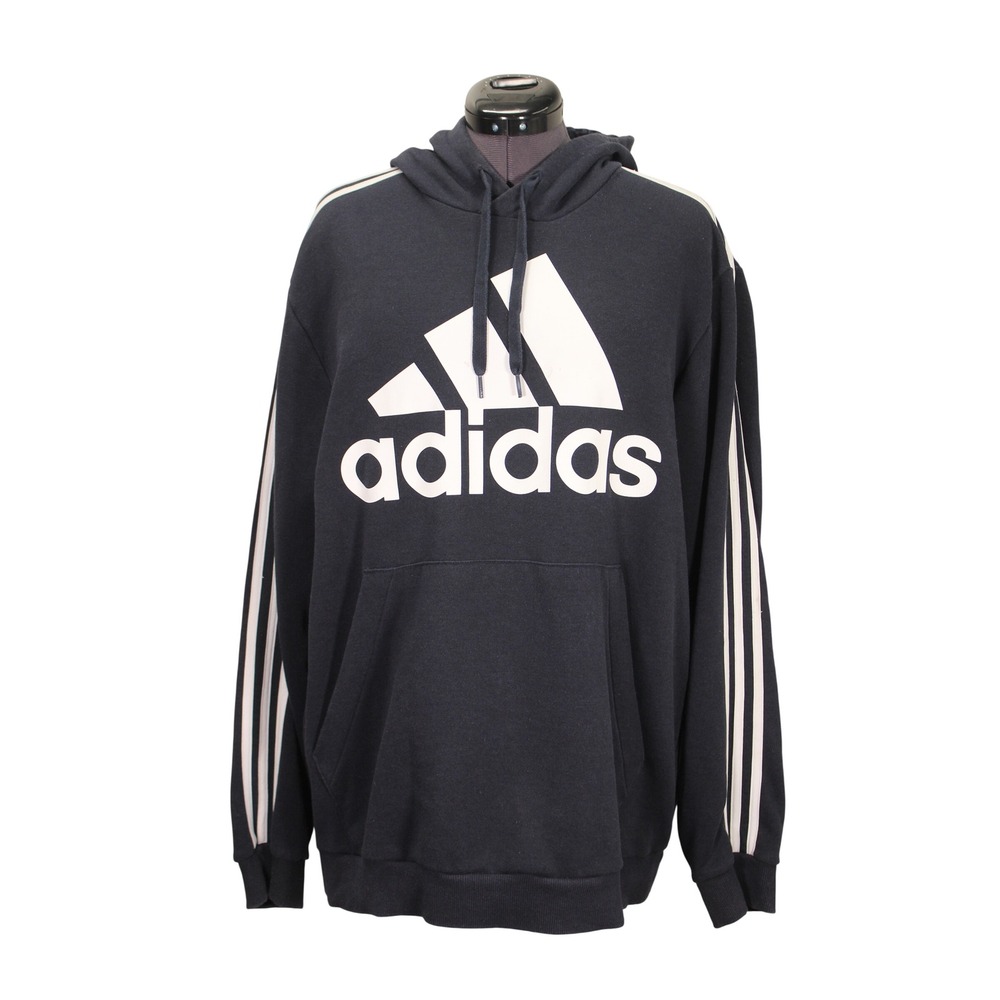Adidas OG Pullover‎ Hoodie Sweatshirt Men's XLT Navy Three Stripe Athletic